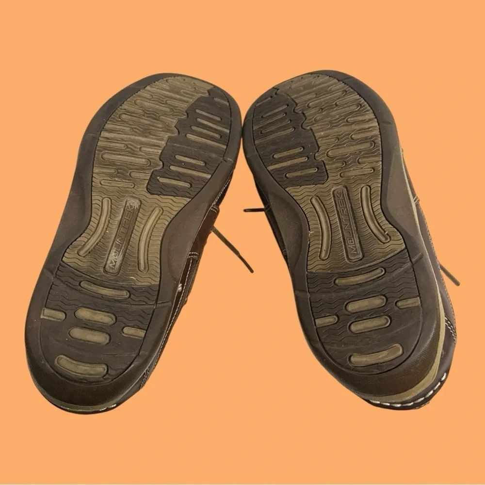 Mountrek Brown Leather Topsider-like Boat Shoes Laced with Rubber Treads 10.5